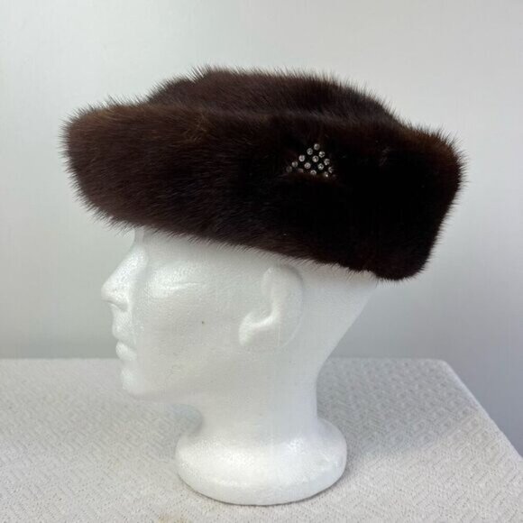 Vintage Handmade Mink Fur Made In Canada Women’s Luxury Hat One Size 50s 60s - Picture 1 of 11